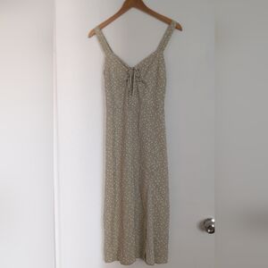 Neutral Floral Slip Dress with Tie Front